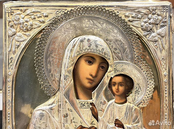 Икона Иверская Пресвятая Богородица Серебро Золоче