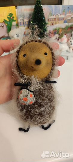 Валяная игрушка ёжик в тумане