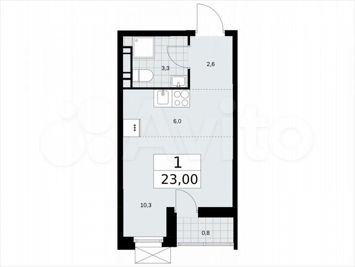 Квартира-студия, 23 м², 6/16 эт.