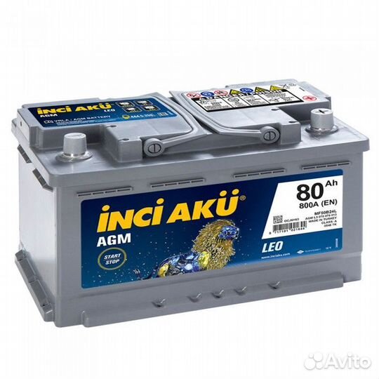 Аккумулятор Inci AKU AGM 80R обр. пол. 80 Ач