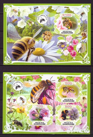 Габон, 2019. (gab1924bz) Пчелы (мл+блок) (без зубц