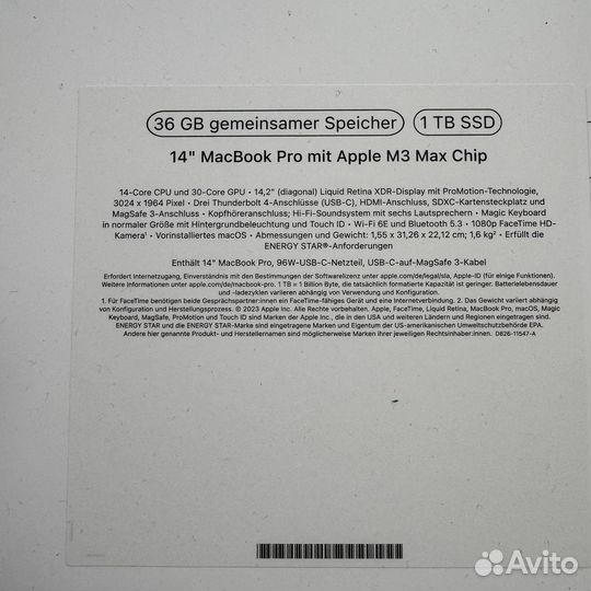 MacBook Pro 14 M3 Max 36gb/1tb 14 CPU 30 GPU