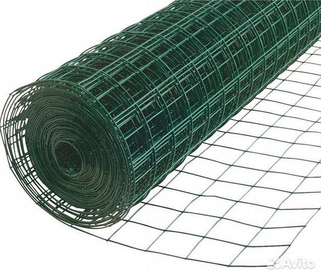 Сетка сварная с пвх покрытием ячейка 50*50 зеленая высота 2м