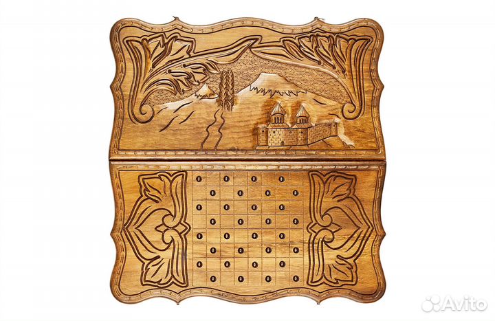 Нарды резные Арарат и Хорвирап 60 х 60 см бук Армения 62403