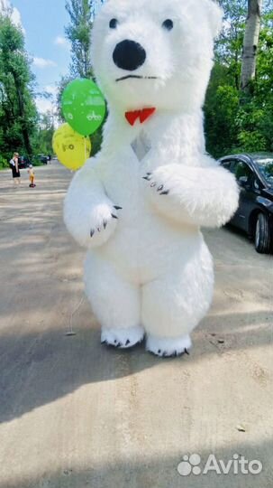 Белый Мишка Тедди ростовая кукла, аниматор