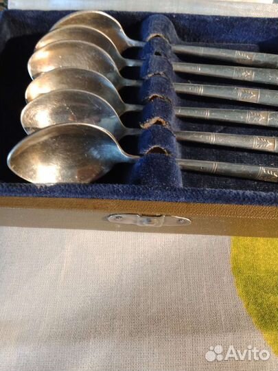 Кофейные ложечки мельхиор,6 штук, в футляре