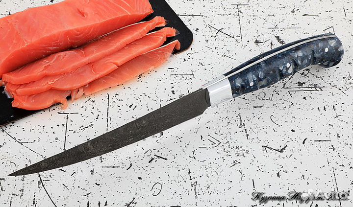 Нож Шеф № 5 сталь Х12мф рукоять акрил синий