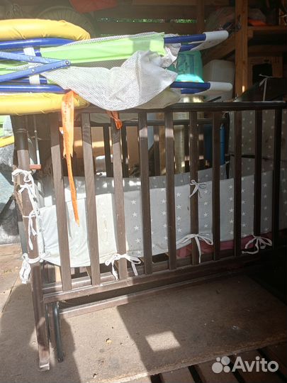 Детская кровать, качели, манеж