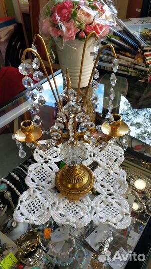 Подсвечник Латунь, хрусталь