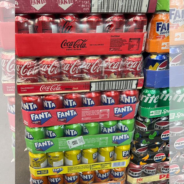 Coca Cola, Fanta, Sprite, Pepsi, Mountain dew