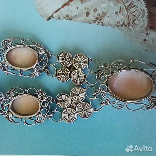 Винтажная старинная камея, колье, Италия