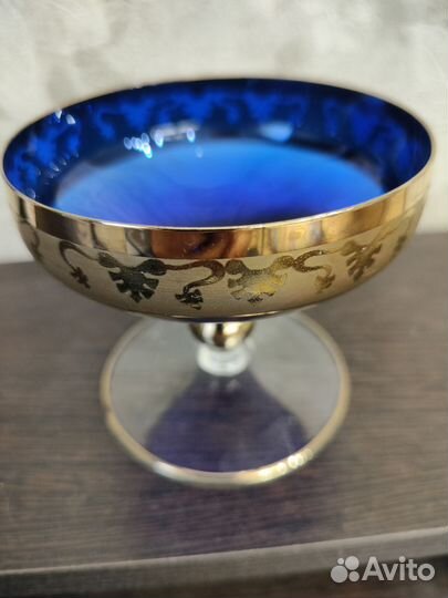 Фужеры Богемия. Кобальт. Позолота