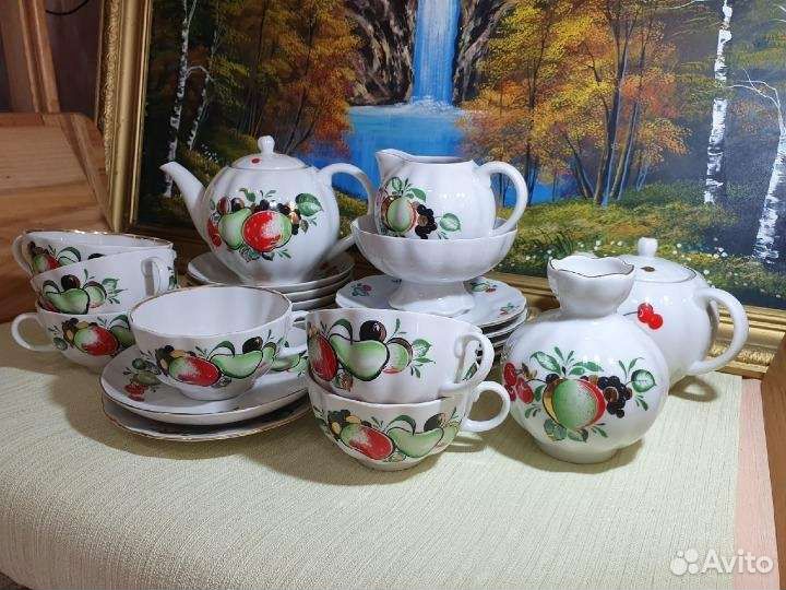 Сервиз чайный на 6 персон Фрукты, лфз, ссср, 1970е