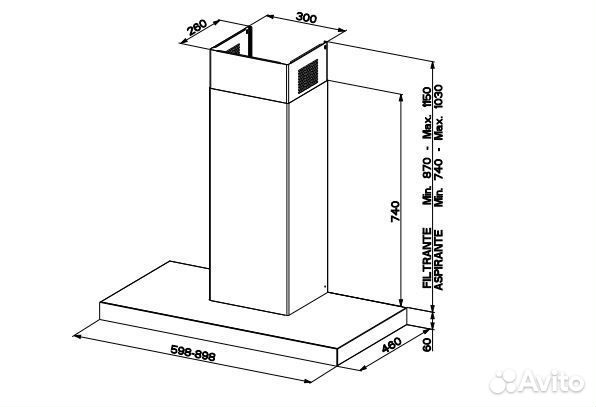 Вытяжка faber T-AIR KL A90