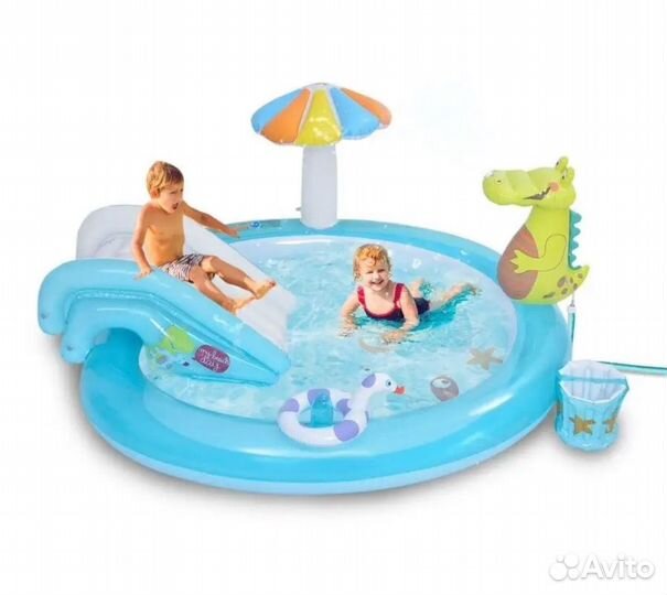 Детский надувной бассейн с горкой