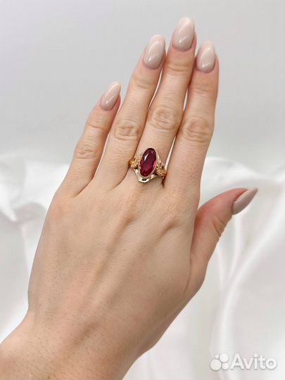 Золотое кольцо СССР рубин корунд 583 / 6.35 гр