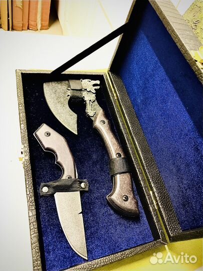 Топорик + нож брутальный подарочный набор