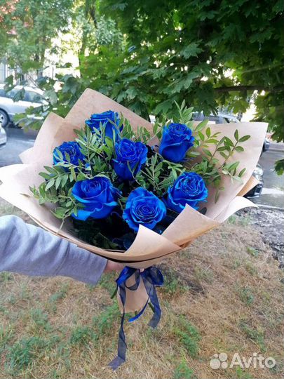 Синие Розы Натуральные Букет и Штучно / Доставка