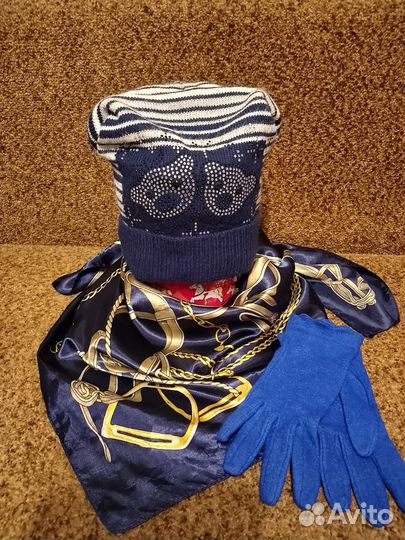 Комплект шапка, шарф, варежки