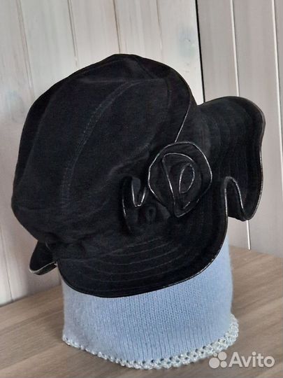 Панама шляпа кожаная замша женская