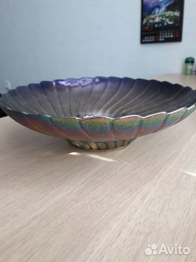 Три вазы для фруктов цветное стекло