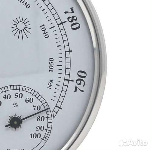 Барометр настенный с термо-гигрометром, серебро