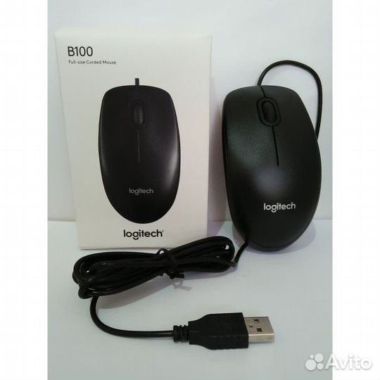 Мышь проводная Logitech b100