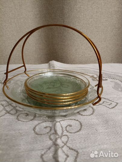 Конфетница цветное стекло СССР