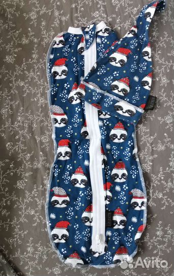 Комплект новый Mjölk пелёнка-кокон+шапочка