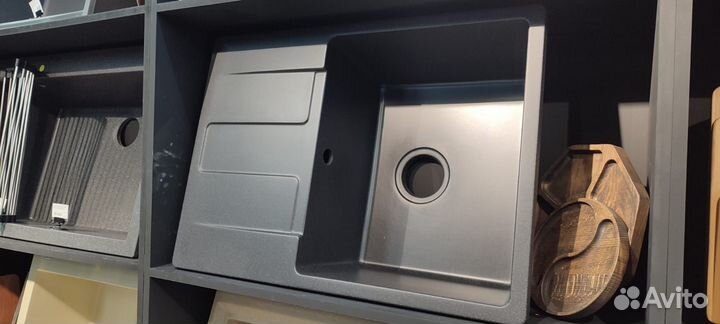 Мойка кварцевая 69х50 искристый черный