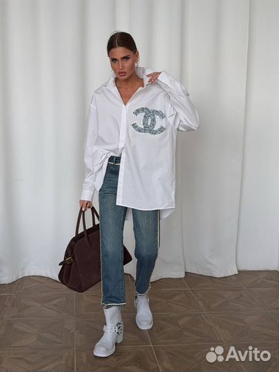 Рубашка белая женская оверсайз Chanel