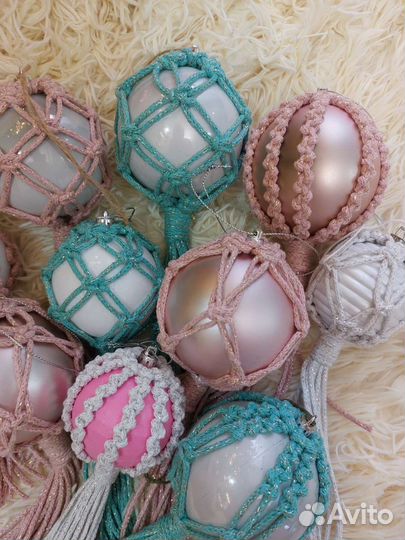 Ёлочные игрушки макраме. Игрушки на елку