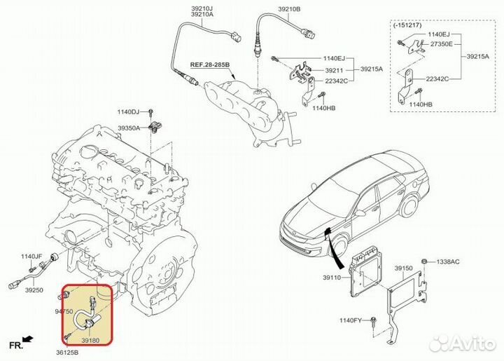 Датчик положения коленвала Kia Optima 4 G4ND 2.0