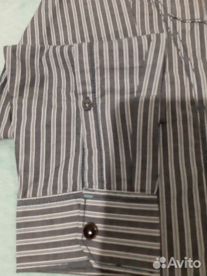Рубашка новая серая в полоску длин.рукав, р.44