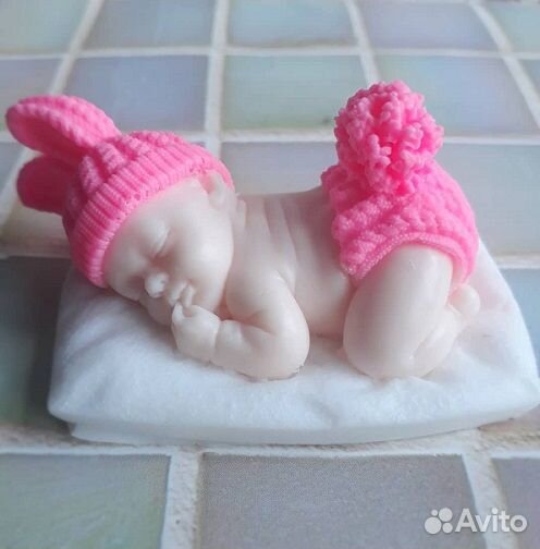 Силиконовая форма для мыла Малыш на подушке