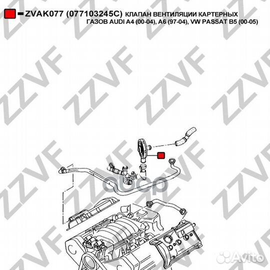 Клапан вентиляции картерных газов audi A4 (00-04)