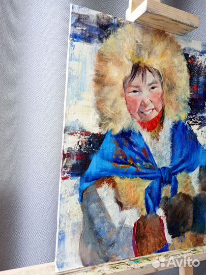 Портрет деврчки-хантыйки Картина маслом на холсте
