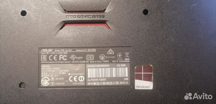 Ноутбук asus ROG GL752VW 17.3 дюйма
