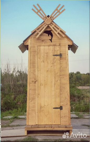 Дачный туалет деревянный с установкой руж 968