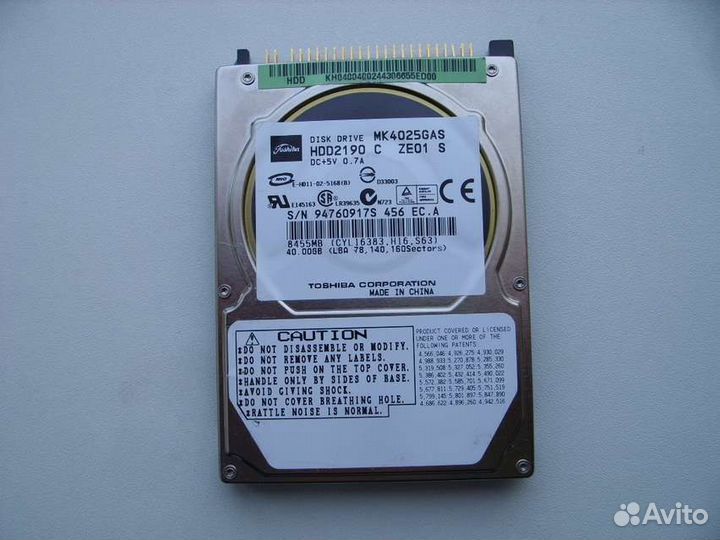 Винчестер ноутбука 40 Гб toshiba MK4025GAS