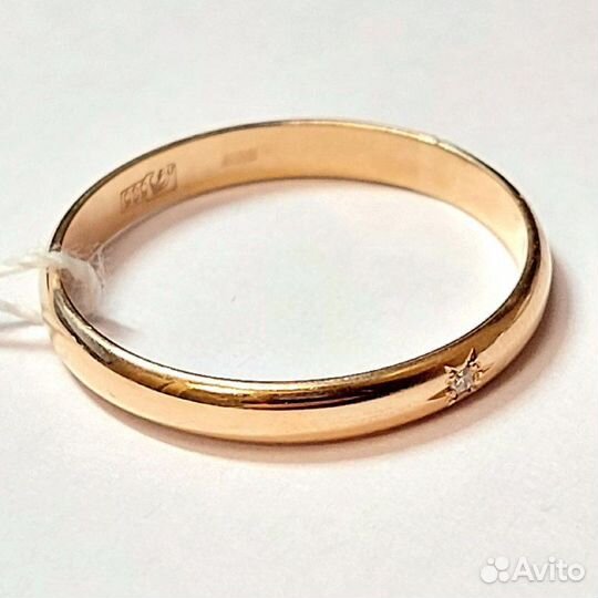 Кольцо Обручальное Золотое 585 с Бриллиантом 18р