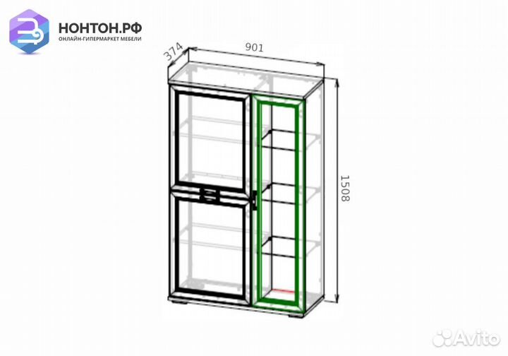 Витрина Александрия шк-116 сосна санторини светлая