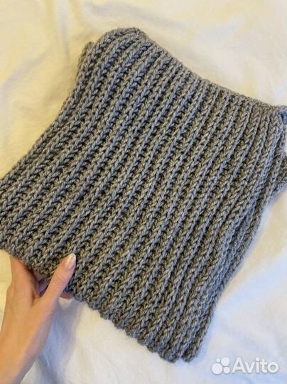 Снуд вязаный серый новый
