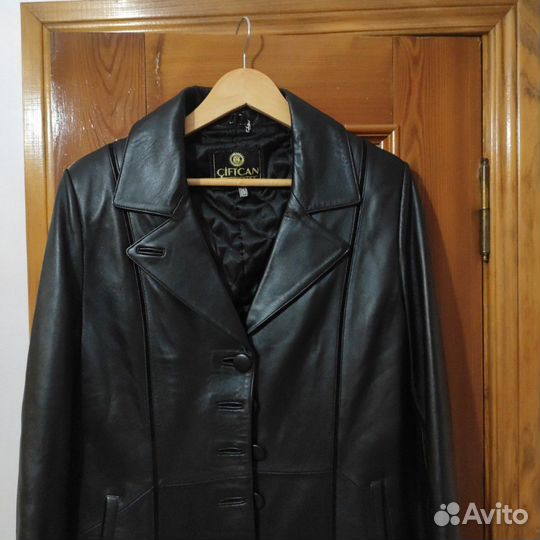 Кожанный плащ/ 44-46 разм