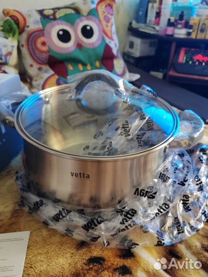 Кастрюля с крышкой Vetta. Новая. 6л. Для всех плит