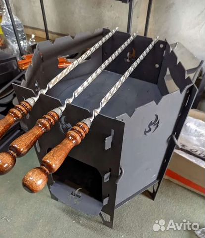 Печь мангал разборный 3в1 под шампура и казан