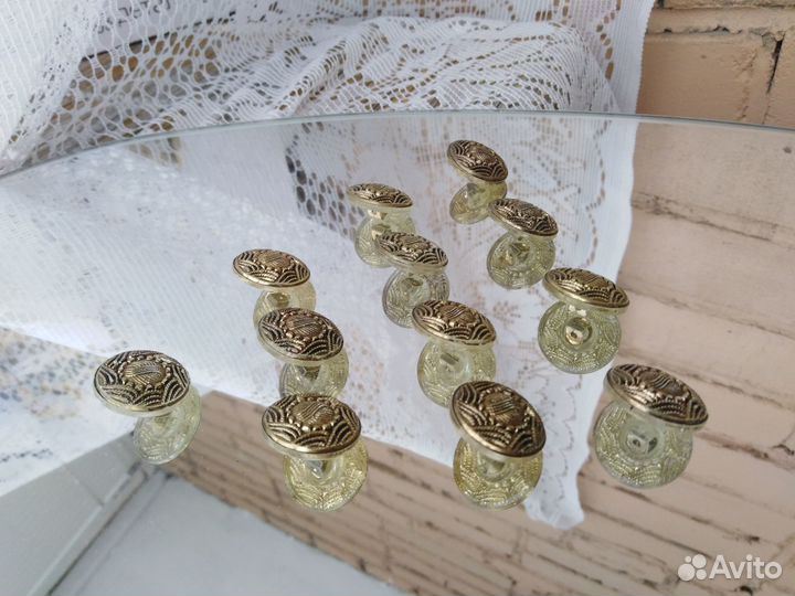 Антиквариат Пуговицы Стекло/Позолота Кол-во12 штук