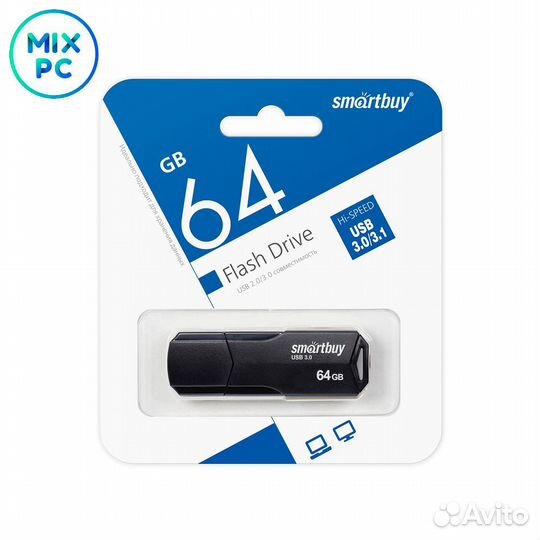 Флеш диск 64GB Smartbuy clue Black USB 3.0