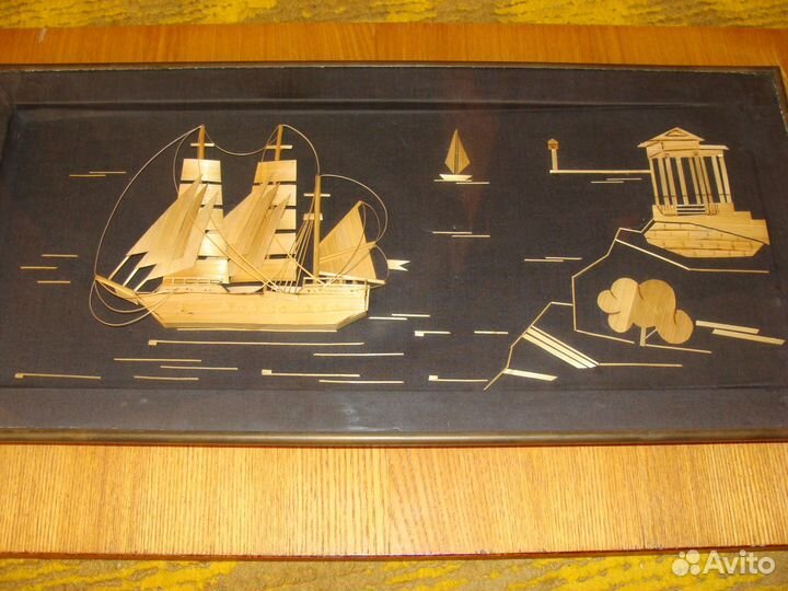 Картина - панно из соломки СССР