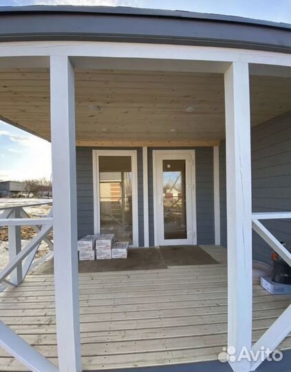 Каркасная баня с террасой